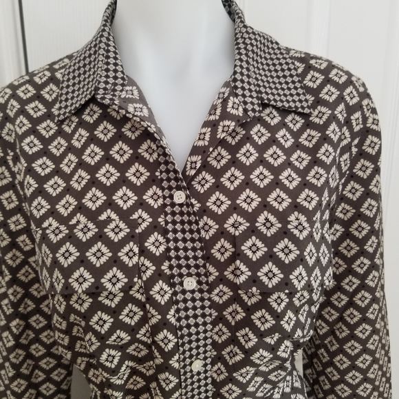 LOFT Button Down Long Sleeve Belted Shirtdress M - Picture 2 of 11